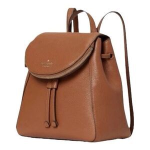 Kate Spade New York Leila Medium Flap Backpack Brown Pebbled Leather